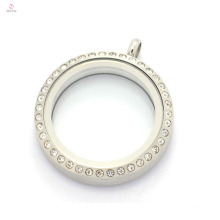 30mm argent mat 316l acier inoxydable rond cyrstal charmes flottants magnétiques maman médaillon pour collier